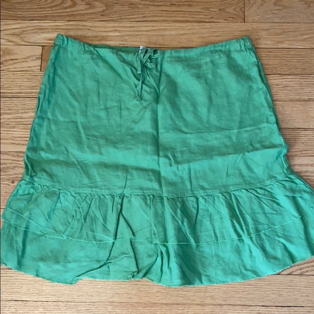 Green linen skirt